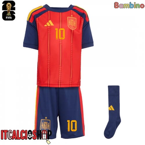 Spagna Dani Olmo #10 Prima Maglia Bambino Mondiali 2026 Manica Corta (+ Pantaloni corti)